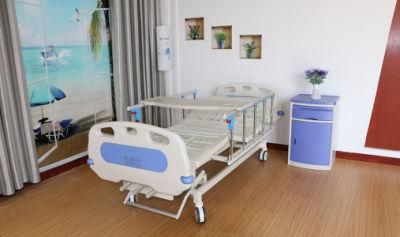 CE and ISO Manufacturer Three Function ICU Nursing Hospital Bed with IV Pole with Three Cranks