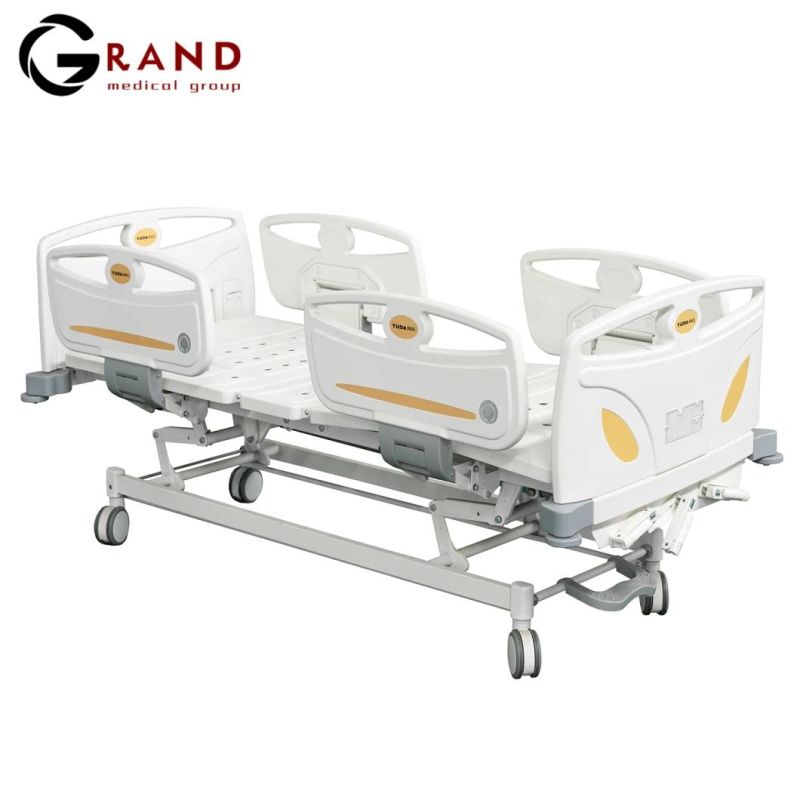 German Tente Fours Casters with Locking Two-Stage Central Control Two Hand Crank Hospital Bed High-Stability Linkage System Silent Hospital Medical Nursing Bed