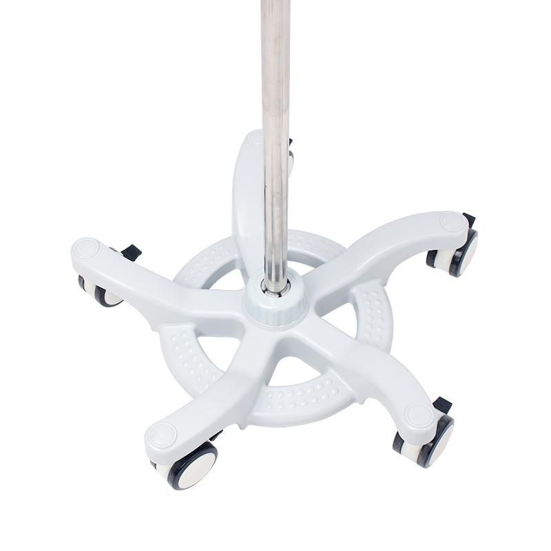 HS5822 - 4 Hooks Adjustable Stainless Steel Hospital Furniture Infusion IV Serum Stand with Grip