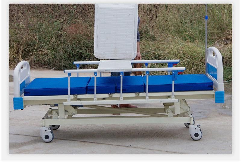 with CE Approved Stainless Steel Nursing Equipment Patient Manual Multi-Function Hospital Bed