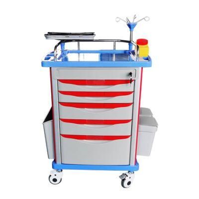 OEM High Quality Hospital Anaesthetic Trolley with 5 Drawers