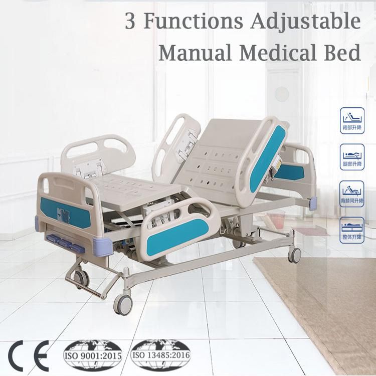 Luxury 3 Cranks 3 Functions Adjustable Manual Hospital Bed