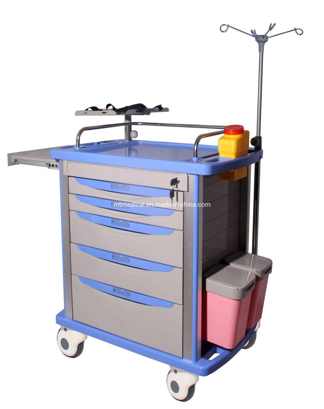 Metal Medical Trolley, Hospital Aluminium Anesthesia Trolley for Patient Treatment