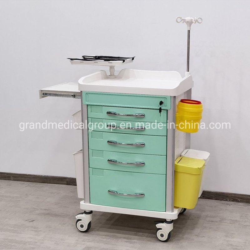 Healthcare Hospital Trolley Medical Cart with Five Drawers All Medical Device Manufacturers