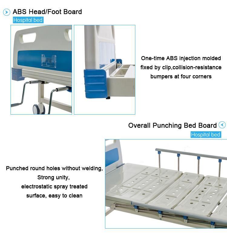 Medical Use 2 Functions Manual Hospital Bed with Electroplating Cranks