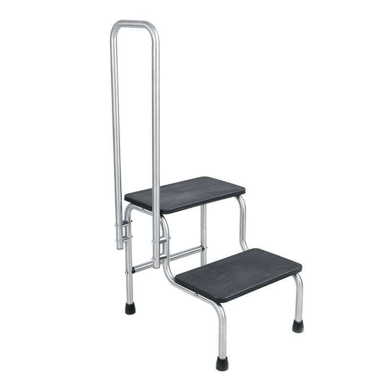 HS5611 Stainless Steel Portable Medical Hospital Anti Slip Surgical Double Foot Step Stool with Side Handrail