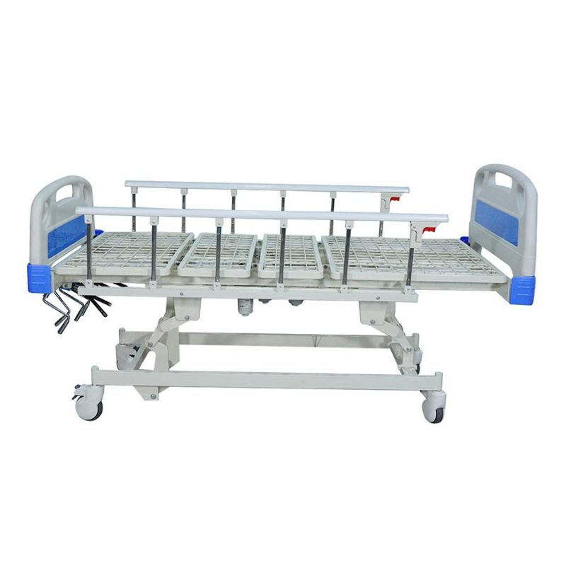 Medical Equipment Manual 5 Function ICU Hospital Bed with Casters Manufacturers