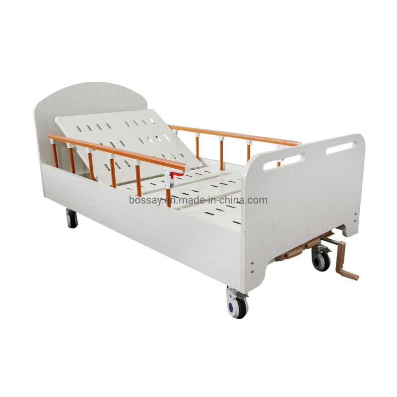 Medical Hospital Wooden Style Elderly Care Multifunctional Manual Nursing Bed