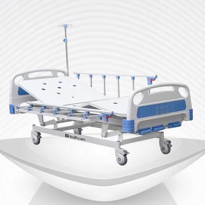 Three-Function Medical Patient Manual Hospital Bed with Aluminum Guardrail