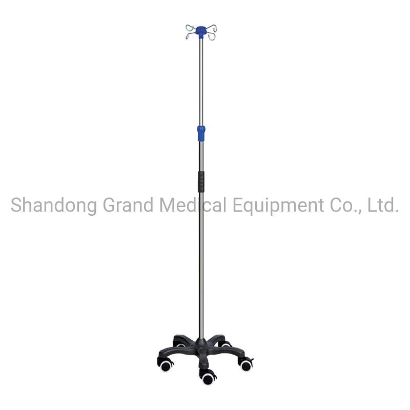 Height Adjustable Stainless Steel IV Pole Infusion Stand