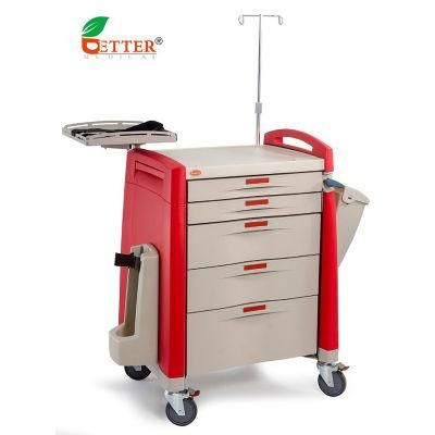 ABS Trolley Medical Furniture Hospital Drug Trolley with CPR Board