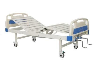 Medical Equipment Adjustable Hospital Bed with Gardrail and Wheels
