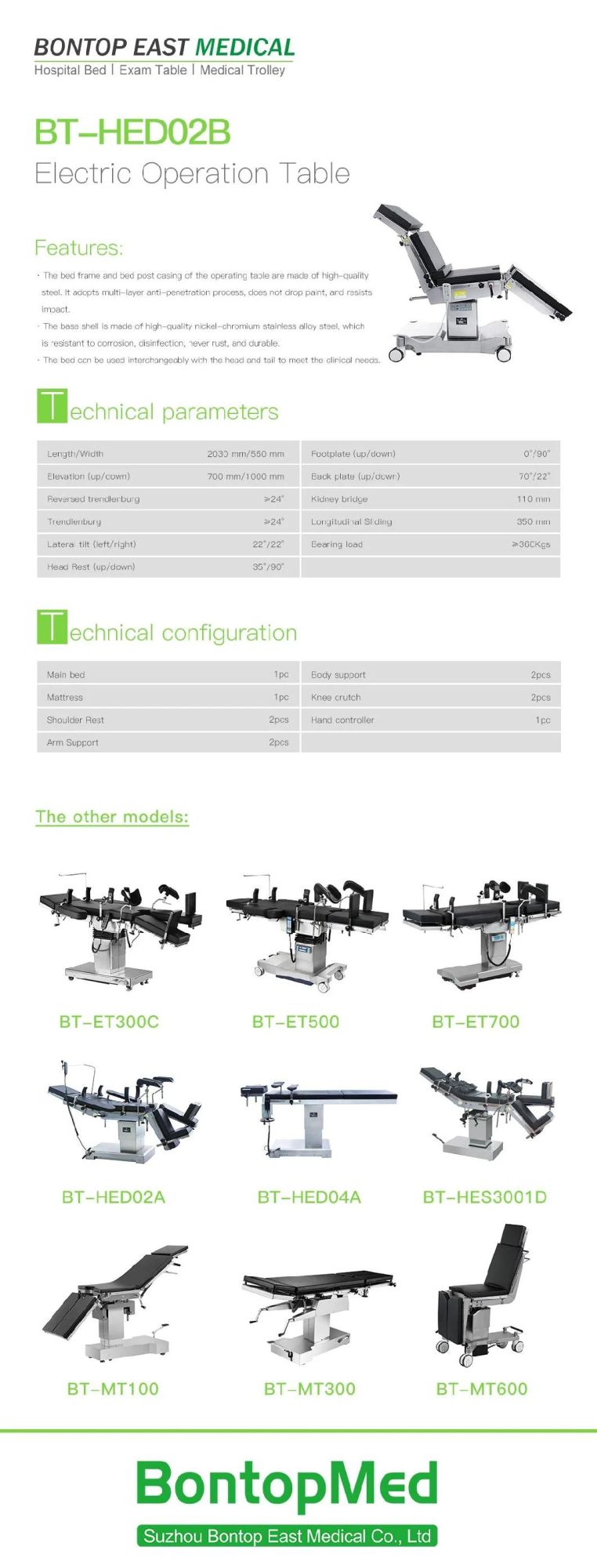 Electric Hydraulic X-ray Available Surgical Bed Operating Table