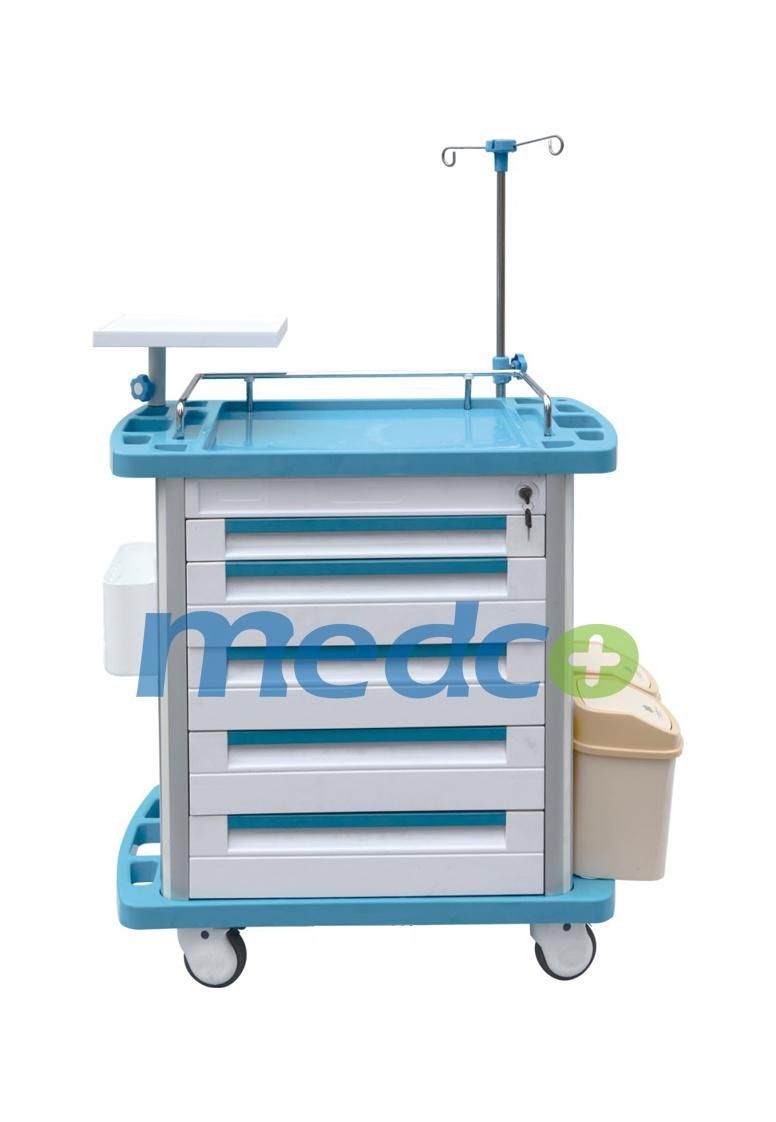 Hospital ABS Medical Emergency Trolley with 5 Drawers