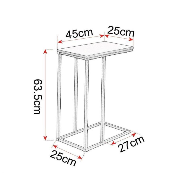 Side End Table/MFC and Metal Wooden Bed Trolley, Wood, Brown/Black, Unique