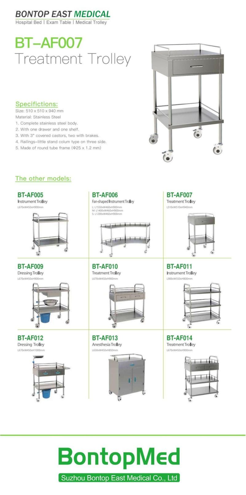 Stainless-Steel Multi-Function Medical Dressing Treatment Change Trolley Size OEM