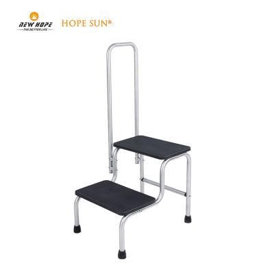 HS5611 Stainless Steel Portable Medical Hospital Anti Slip Surgical Double Foot Step Stool with Side Handrail