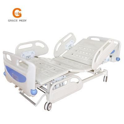 Three Function Manual Hospital Bed 3 Crank Adjustable Medical Furniture Folding Manual Patient Nursing Hospital Bed with Casters