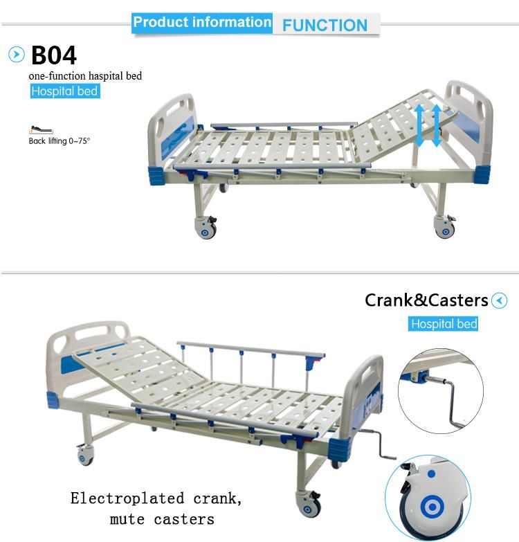 Hospital Equipment 1 Cranks Patient Used Manual Medical Bed