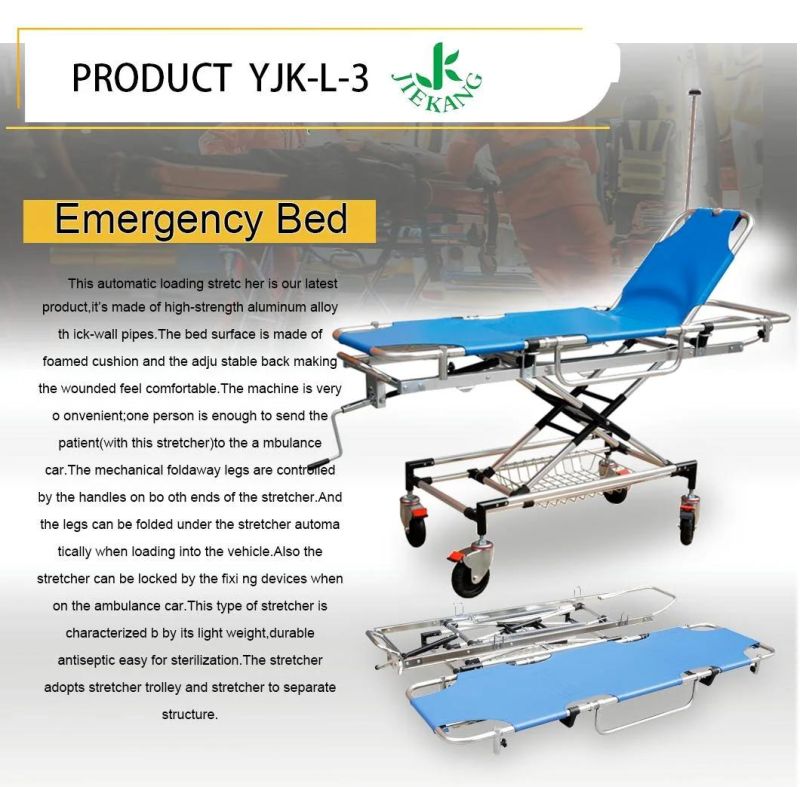 High Quality Hospital Medical Trolley Foldable Wheels Emergency Stretcher Bed