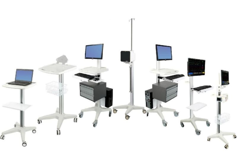 Compact and Flexible Hospital Monitor Stand Medical Tablet Cart