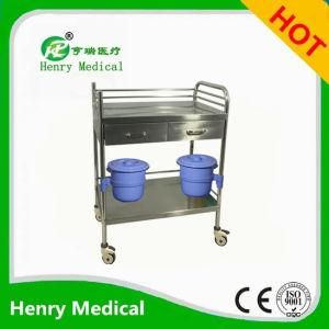 Hr-745 Instrument Trolley with Double Drawer/Two-Layer Instrument Trolley/Medical Trolley