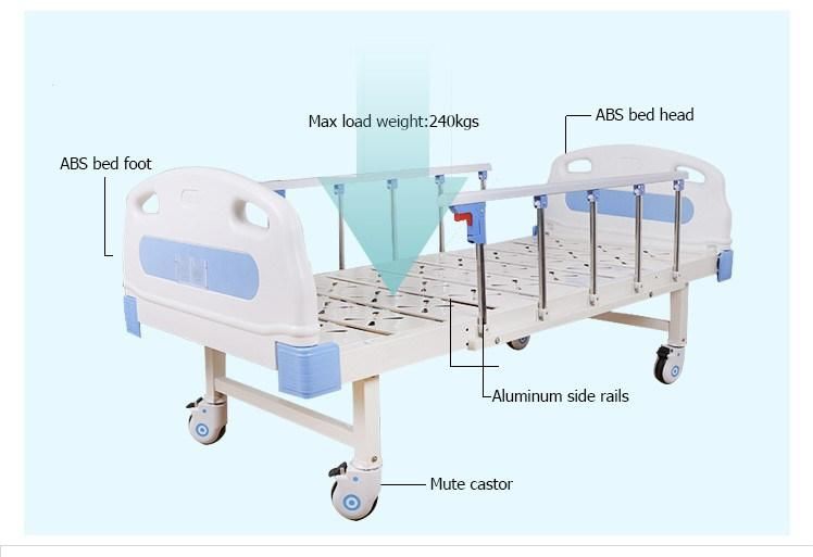 High Quality ABS One Two Cranks Medical Equipment Hospital Bed for Home Nursing