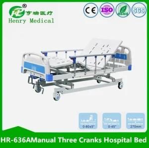 Hr-636A 3 Cranks Hospital Bed/Three Cranks Patient Bed/3 Shake Medical Bed
