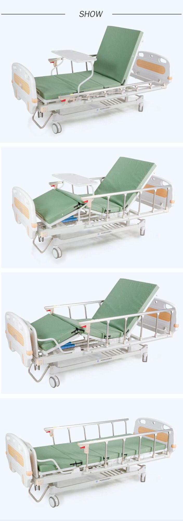 Medical Hospital Manual Nursing Home Care Adjustable 2 Crank Clinic Patient Bed