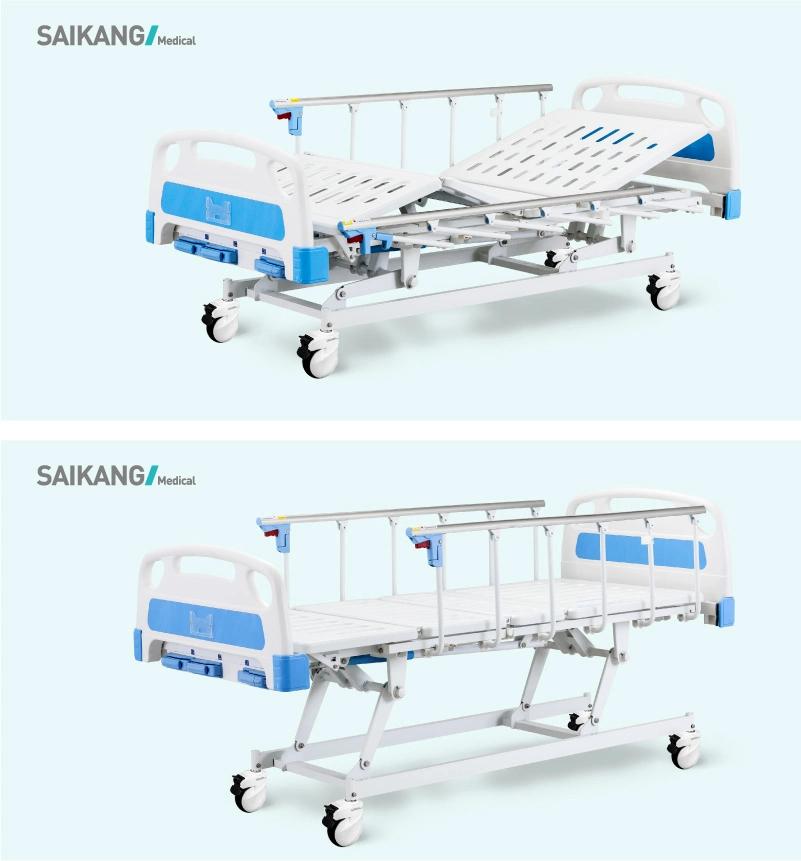 A3w Manual Collapsible Hospital Rehabilitation Bed with Height Adjustable for Home Use