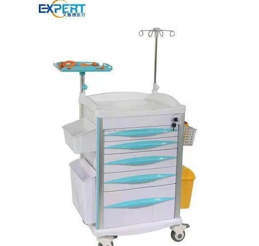 Top 2 Nursing Patinet Hospital Furniture Medical Cart ABS Emergency Trolley