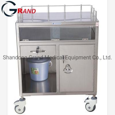 Stainless Steel Medical Emergency Cart Hopsital Anesthesia Half Closed Trolley