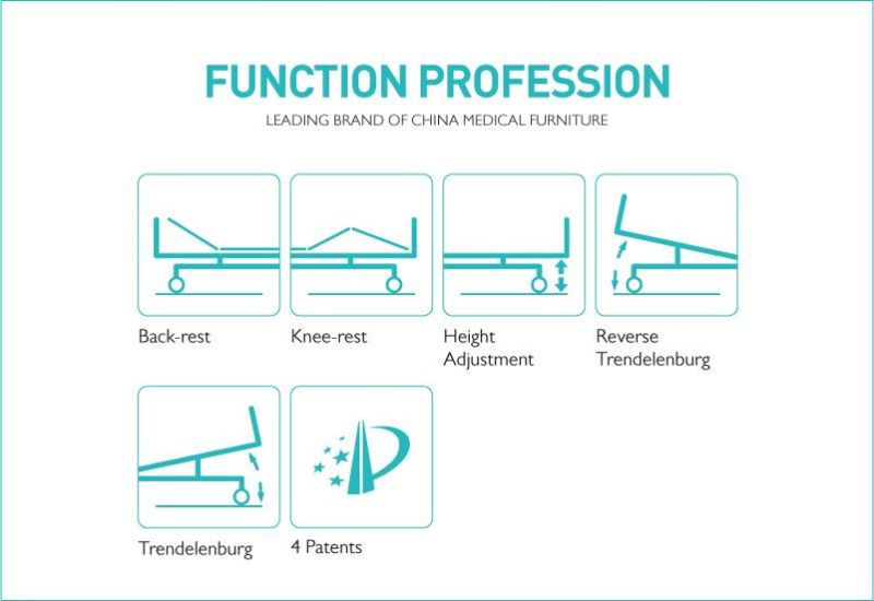 B4e Specifications of Metal Hospital Manual Therapy Beds with ABS Rails