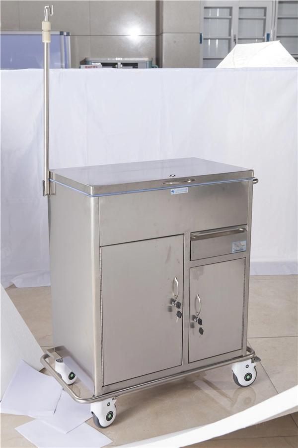 Hospital Stainless Steel Furniture Medical Cart Emergency Full Closed Trolley