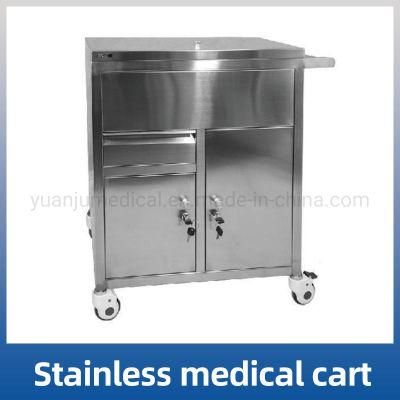 High Quality Medical Emergency Trolley Stainless Steel Anesthesia Trolley