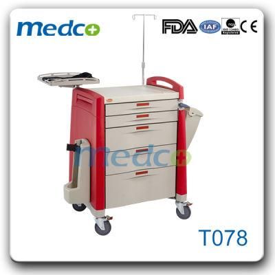 Hot! ! China Medical ABS Trolley Hospital Emergency Treatment Cart