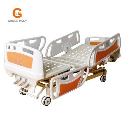 A02-10 Luxury Metal 3 Function Folding Medical Furniture Adjustable ICU Nursing Manual Hospital Bed with Casters