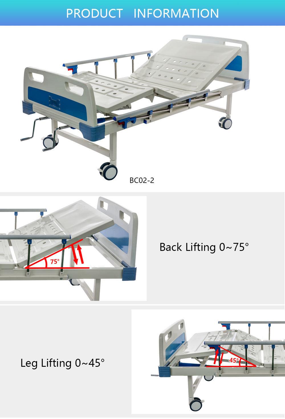 Noise-Free Mute Wheel 2 Crank Hospital Medical Bed Bc02-2