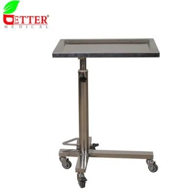Hospital Inox Height Adjustable Mayo Table with Gas Spring