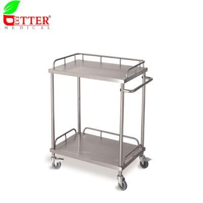 Hospital 2 Shevles Inox Treatment Cart for Dressing/Nursing