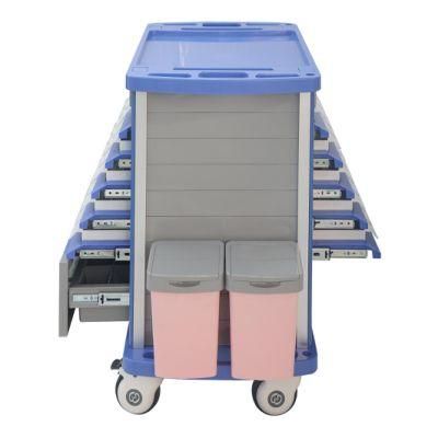 Luxurious Double-Side Tray Drawers Emergency Drug ABS Plastic Medicine Cart Mobile Surgery Trolley