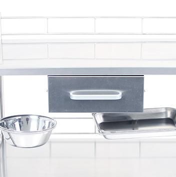 HS6165E Stainless Steel Drawer Treatment Dressing Trolley with a Bowl and Basin