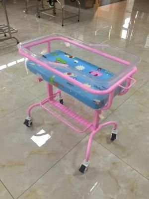 Stainless Steel Luxury Baby Bed with Gas Spring New-Born Infant Medical Hospital Baby Bed