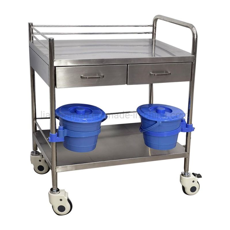 2 Layers Easy Cleaning Liaison Carton Package 730*450*765/855/910mm Medical Cart