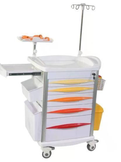 Top 2 Nursing Patinet Hospital Furniture Medical Cart ABS Emergency Trolley