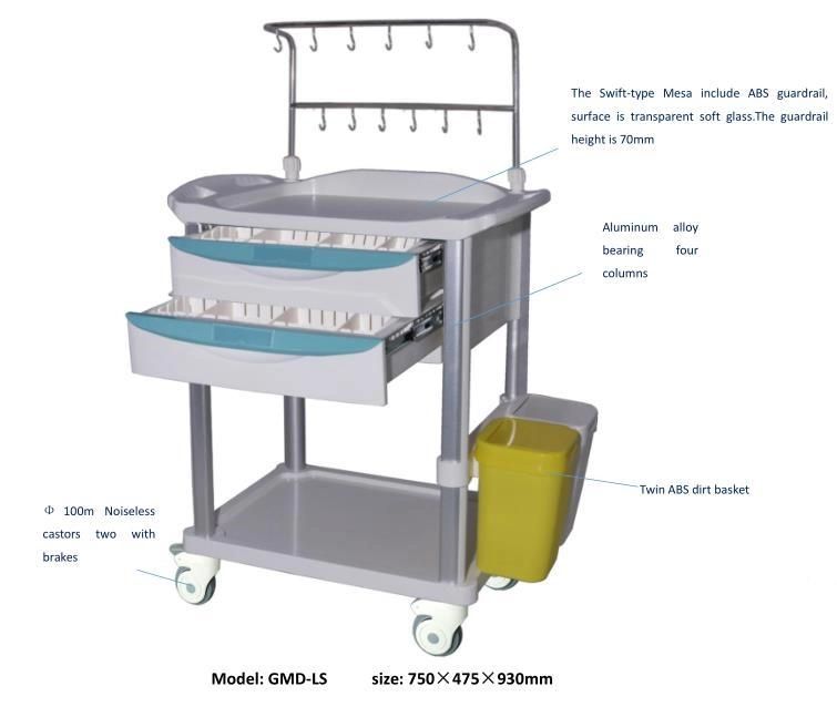 Avaialble Medical/Hospital Equipment/Furniture Anethesia Medical Trolley/Cart for Sale Factory Price