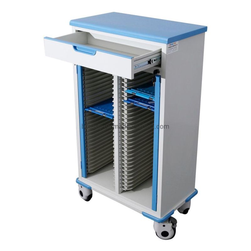 Hospital Double Row 60 Slots of Storage Patient Record Cart