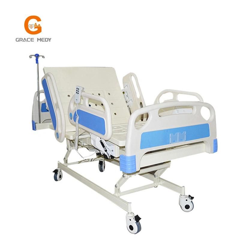 ABS Three Function Folding Medical Bed Adjustable Electric ICU Nursing Hospital Bed with Casters