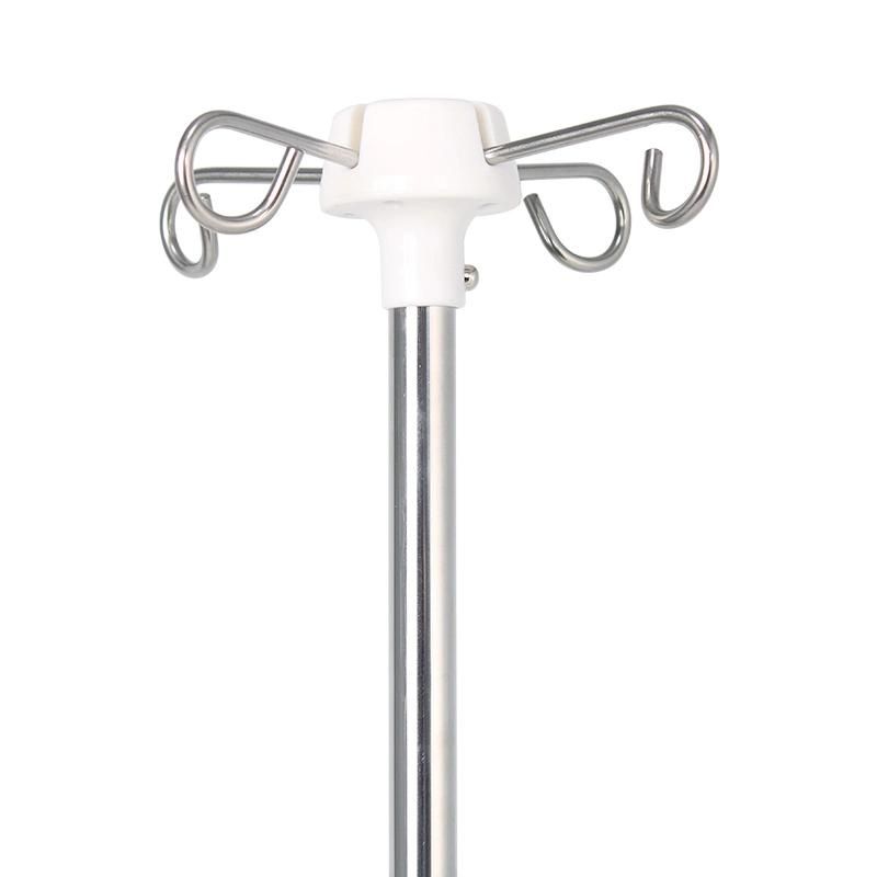 HS5821 - 4 Hooks Adjustable Stainless Steel Hospital Furniture Infusion IV Pole with Grip