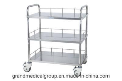 Hospital Equipment Medical Furniture Operating Room 3layers Portable Stainless Steel Instrument Cart/Trolley in Hospital